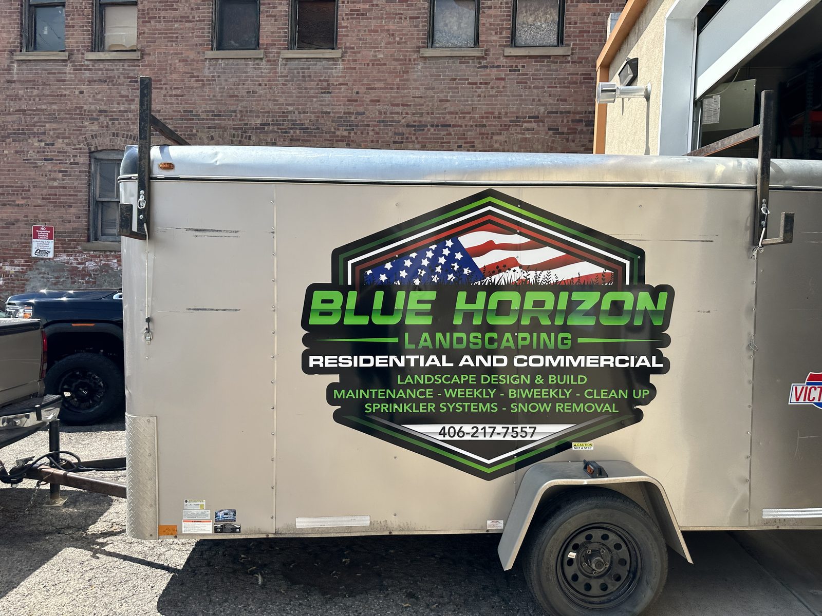 Blue Horizon Landscaping enclosed trailer