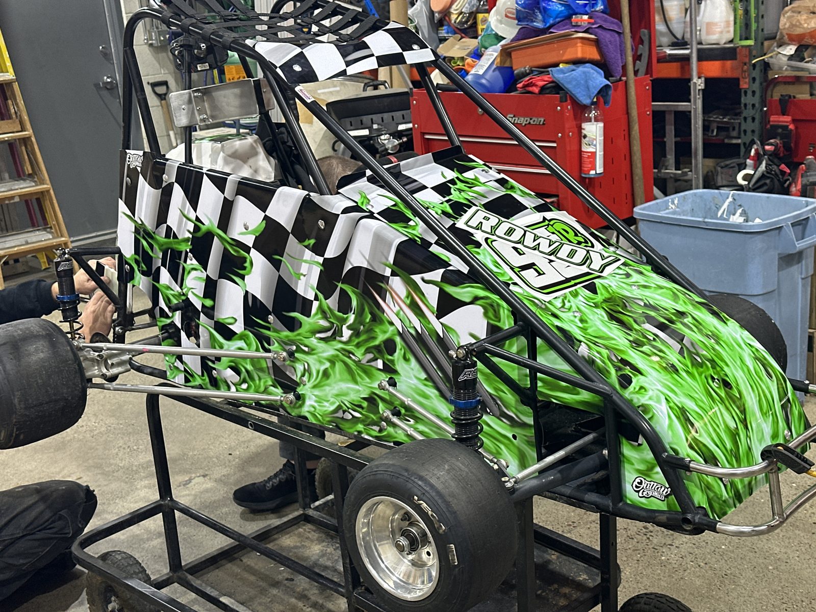Checkered flag sprint car wrap