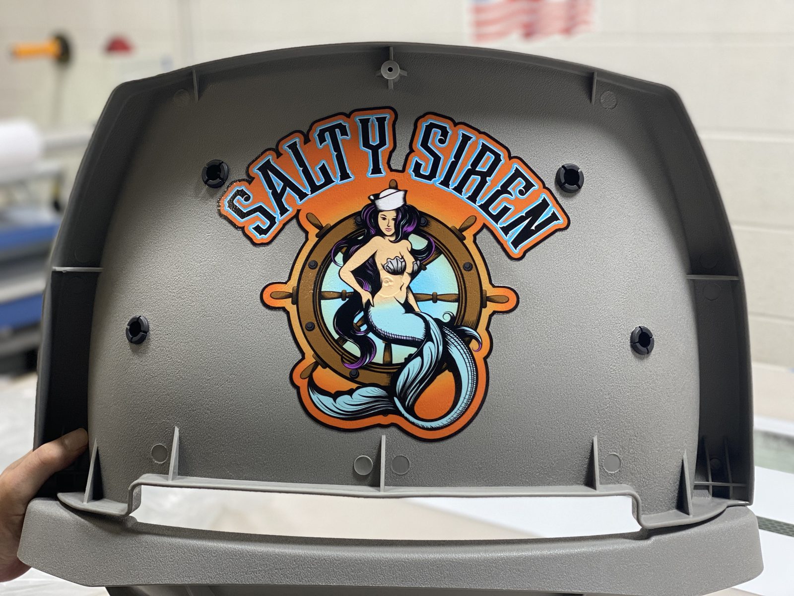 Salty Siren decal applied to a cowling