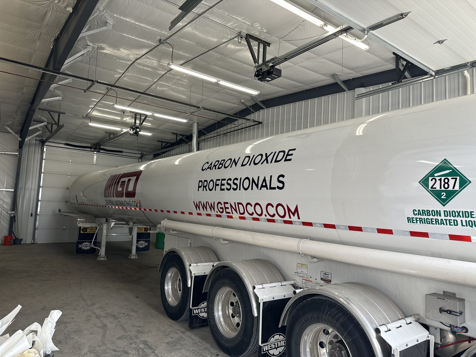 Fuel tanker trailer lettered for a distribution fleet