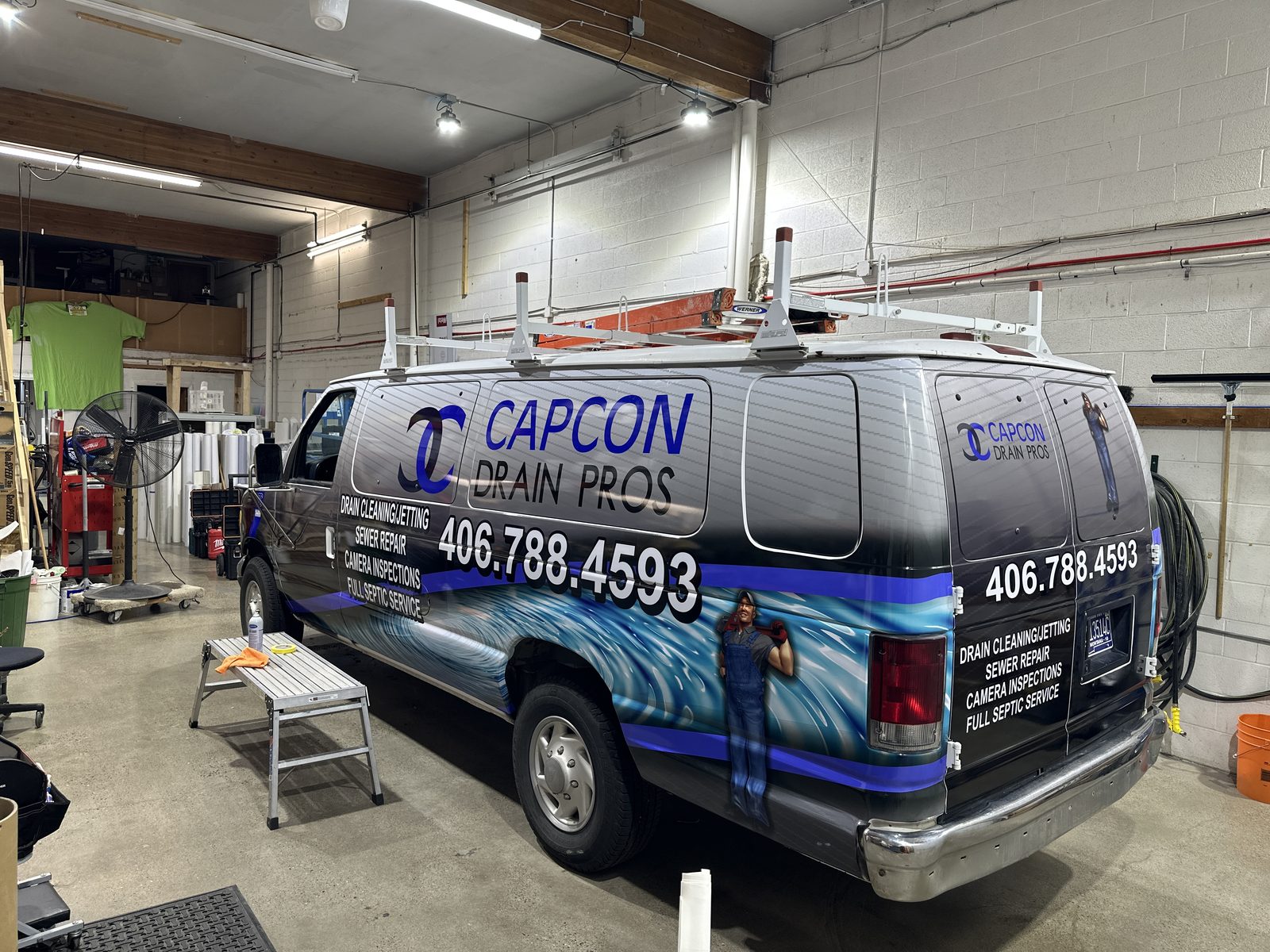 Capcon Drain Pros service truck wrap