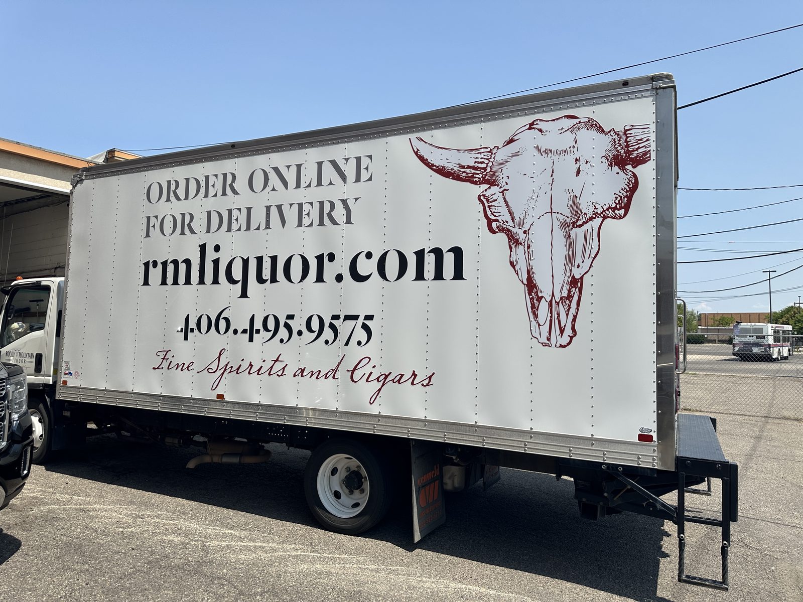 Box truck lettering for a liquor delivery service