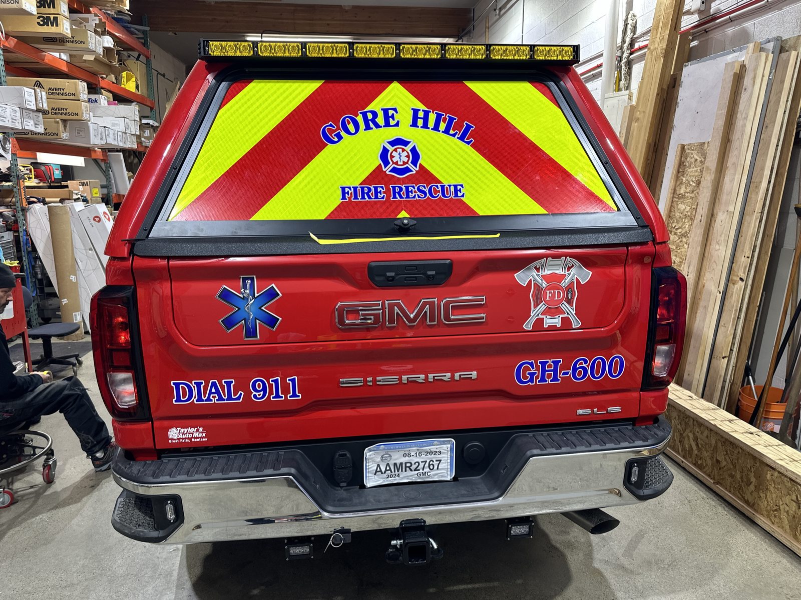 Gore Hill Fire Rescue chevron striping and unit markings