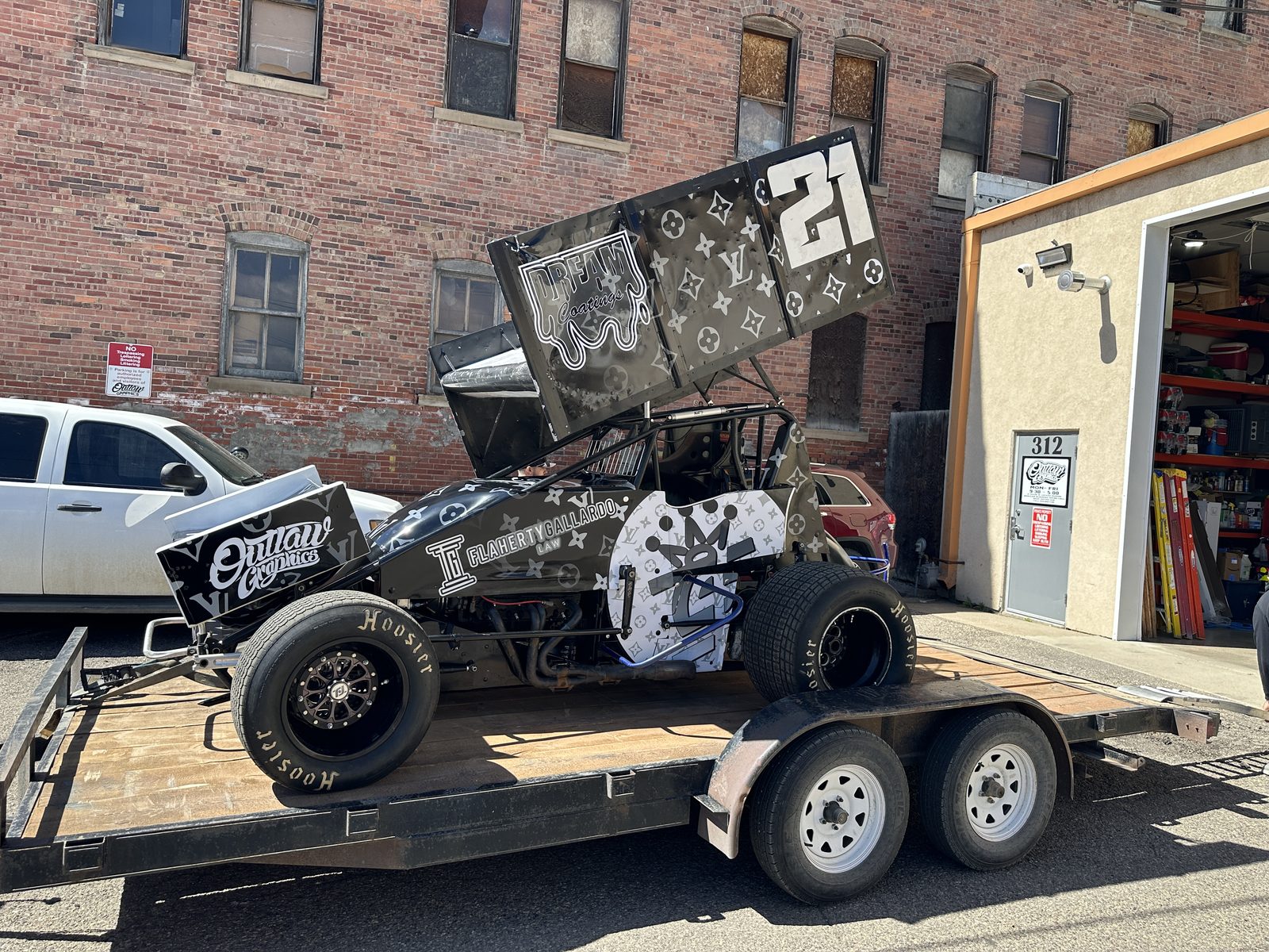 Sprint car number panels and sponsor decals