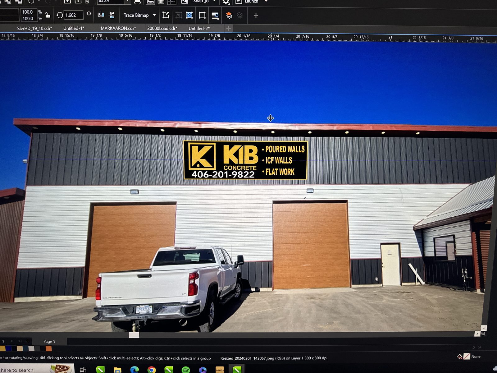 KIB Concrete building sign