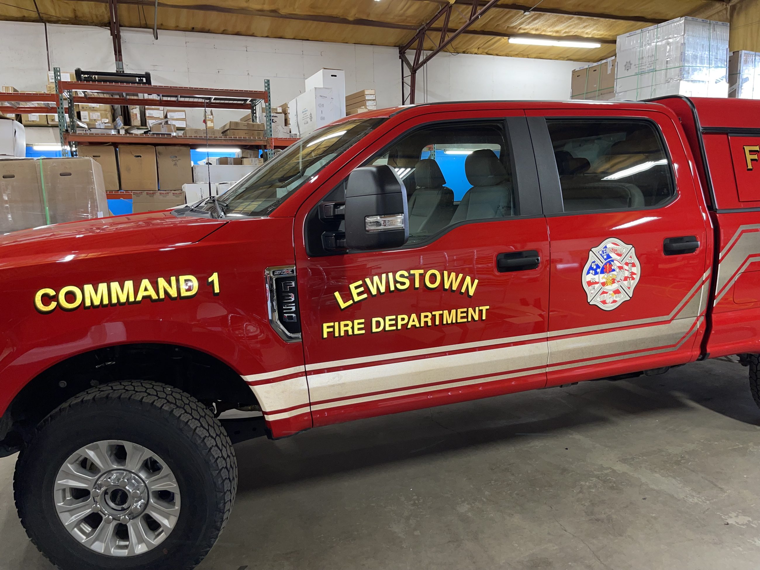 Lewistown Fire Department Command 1 unit lettered by the shop
