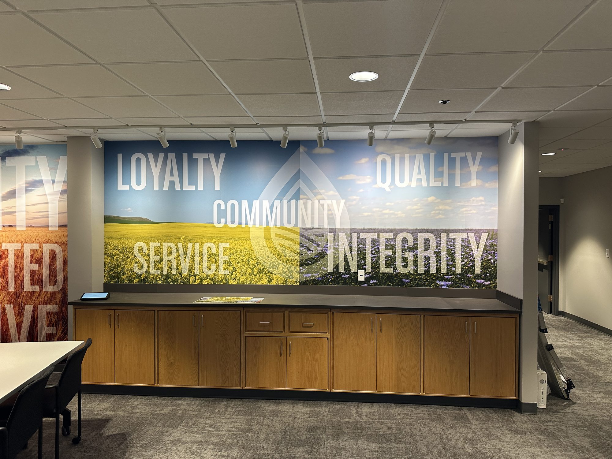 Interior wall graphics installed in a Great Falls office